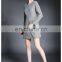 High quality ladies polyester dress, long sleeve big pocket dress,tweed dress fashion