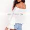 Bardot Frill Sleeve Sexy Design White Blouse For Women