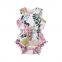 wholesale flower print romper baby floral print boutique kids girl pompom sleeveless romper