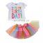 Little princess shirt and rainbow skirts 2pcs set letter printed 1-6T baby girl cotton summer outfit