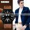 SKMEI 9115 quartz water resistant stainless steel back leather watches for men