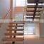 Crystal glass balustrade design light stain oak handrail and stair treads split level staircase