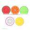 Hot selling Fruit Shape PVC Kitchen Accessories Cup Pad, Colorful Unique Slice Silicone Drink Cup Mat