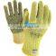 Yellow Aramid Fiber Knitted Lined Anti-Slip PVC Dotted Palm Fire Proof Cut Resistant Gloves for Gardening