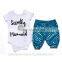 2016 baby girls mermaid romper with capri set,baby toddler clothing