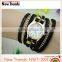 2015 fashion new design multilayer leather bracelet watch