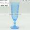 press Wine goblet,Hiball,DOF, sundae cup color glass in seablue with sakura design embossed