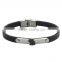 Wholesale Genuine Leather Bracelet Simples Clasp Fashion Steel Tag Bangles For Men