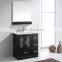 Tempered Glass Single Sink Floor Mounted Espresso Bathroom Cabinet