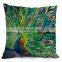 beautiful peacock feather linen cushion cover 45cm throw pillow case christmas decoration for sofa bed chair