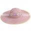 ladies striped wide brim paper straw floppy hats