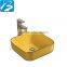 Beautiful white Bathroom Ceramic Vanity golden color counter top basin