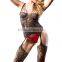 Floral mesh dress with attched stockings sexy lace bodystocking