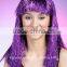 Colorful long red tinsel cheap party wig, football fans wig, soccer wigs