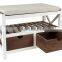 Two Drawer And Shelf With Seat Solid Storage Wood Shoe Rack