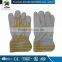 striped cotton back & rubberized cuff Cow grain leather glove