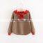 High quality eco-friendly cotton material smart girls knit hoodies with striped pattern