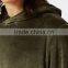 MGOO Plain Basic Velour Classic Fit Hoodie Front Pocket Olive Green Velvet Pullover Men