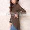 MGOO Handmade Sweaters For Girl Brown Asymmetric High Neck Overlay Tops Long Sleeves Fashion Winter Tops