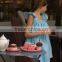 2017 New Product Fancy Dress Girls Blue Puffled Seersucker Short Bubble Dress Sets Fashion Girls Cotton Summer Dresses