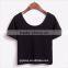 Ladies Basic Plain Short Sleeve Black Custom Crop Top