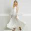 Flowing hippie lady clothes latest white backless beach dress