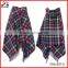 2015 top selling plaid checked winter acrylic cashmere poncho