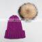 Fashion striped pattern fur pompom hat knitted kids bobble hats for winter warm