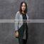 wool coat with leather patchwork design for women