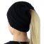 OEM Messy High Bun Stretchy Pony Tail Beanie Cable Knit Ponytail Beanie Hat