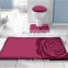 100% micropolyester jacquard bathroom mat rugs 3 pcs set mats with tufted anti-slipping latex back floor bathroom mat