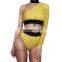 Long Sleeve Two Piece Swimsuit One Shoulder High Waist Bikini Women Push Up Swimwear Beachwear Swim Wear Snake Swimming Suit