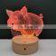 3D Wooden Led Lamp 7 Color Changing Round Wood Base for Acrylic