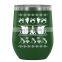 12oz Double Wall Stainless Steel Christmas Holiday Gift Insulated Wine Tumbler Mugs With Straw/Lid
