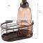 Modern Glass Kitchen Sink Countertop Liquid Hand Soap Dispenser Pump Bottle Caddy with Storage Compartments