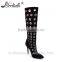 Custom made women thigh high heel boots with holes