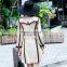 2016 women spring and autumn jacket long trench coat contrast color overcoat