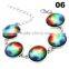 Wholesale Cabochon Glass Nebula Bangle -Galaxy Space -Novelty Metal Cuff Chain Bracelet