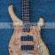 4 string burl maple electric bass guitar with battery case to be active pickup
