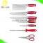 Red handle classic royal kitchen knife set with butterfly acrylic stand