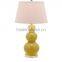 wholesale lowest price table lamps with white gourd shape and barrel fabric shade for home decor