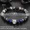 Hot Antique Crystal Rhinestone Leopard Head Lava Stone Buddha Bracelet
