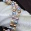 8mm round silver plated multi colors mixed colorshell fashion pearl necklace