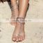 Beach anklet with toe rings carving foot chain