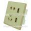 UK standard 5 pin wall plug socket with dual usb port electrical socket