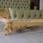 Italy Rose Carving Green Fabric Upholstered King Size Bed/ Baroque Style New Design Bedroom Furniture/Romatic Wooden Wedding Bed