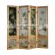 Retro Furniture Wooden Floor Screen, Traditional Chinese Hand Painted 4 Panel Folding Screen With Decorative Glass