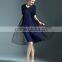 2017 latest woman slimming crinkle false two pieces splicing dress