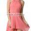 Wholesale Tie Halter Neck Backless Side Hollow Playsuits Clothing Manufacturers