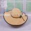 Ladybug Letters Embroidery Straw Hat Large Eaves Sunscreen Beach Hat